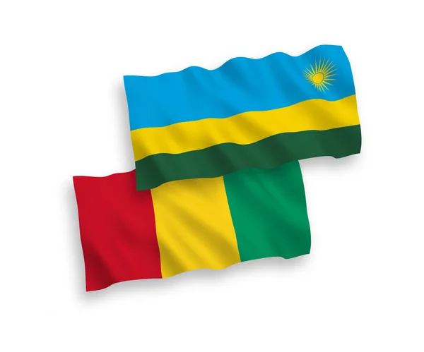 Nationale Vector Weefsel Golf Vlaggen Van Republiek Rwanda Guinee Geïsoleerd — Stockvector