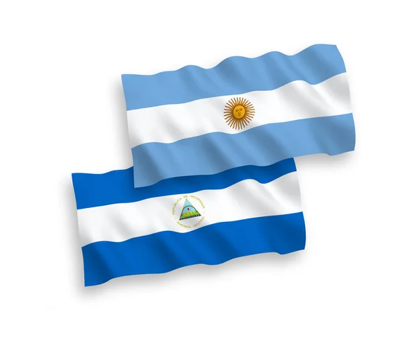 Εθνικό Διάνυσμα Υφασμάτινες Σημαίες Της Νικαράγουας Και Της Αργεντινής Απομονώνονται — Διανυσματικό Αρχείο