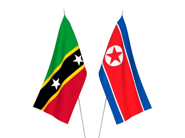 National Fabric Flags Federation Saint Christopher Nevis North Korea Isolated — Stock Photo, Image