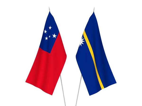Bandiere Nazionali Tessuto Dello Stato Indipendente Samoa Della Repubblica Nauru — Foto Stock