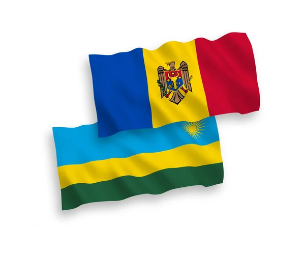ルワンダ共和国とモルドバの国家ベクトルファブリック波旗は白い背景に隔離されています — ストックベクタ