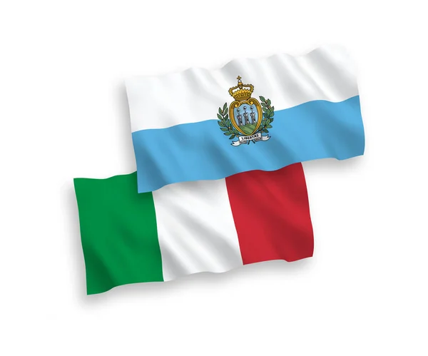 Banderas Nacionales Ondas Vectoriales Italia San Marino Aisladas Sobre Fondo — Vector de stock