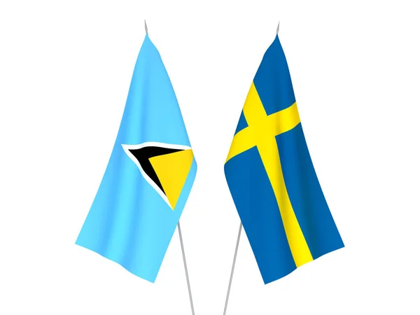 Bandiere Nazionali Tessuto Svezia Santa Lucia Isolate Sfondo Bianco Illustrazione — Foto Stock