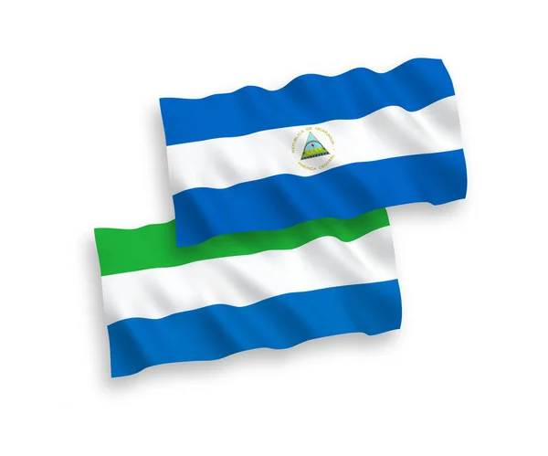 Nationale Vector Weefsel Golf Vlaggen Van Nicaragua Sierra Leone Geïsoleerd — Stockvector