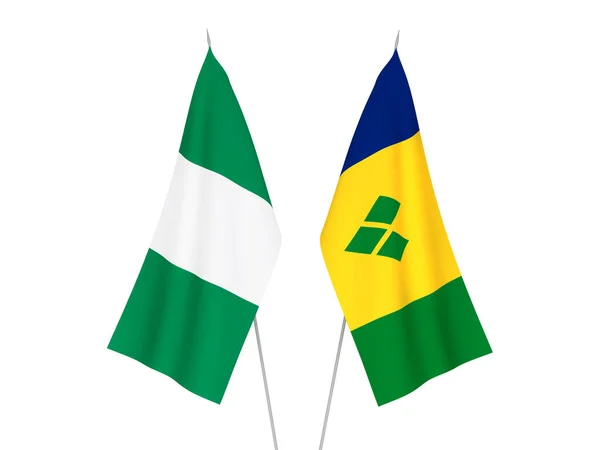 Nemzeti Szövet Zászlók Nigéria Saint Vincent Grenadine Szigetek Elszigetelt Fehér — Stock Fotó