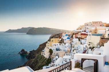 güzel beyaz mimari santorini Island, Yunanistan