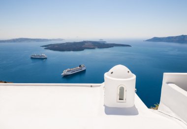 Yunanistan 'ın Santorini adasında beyaz mimari
