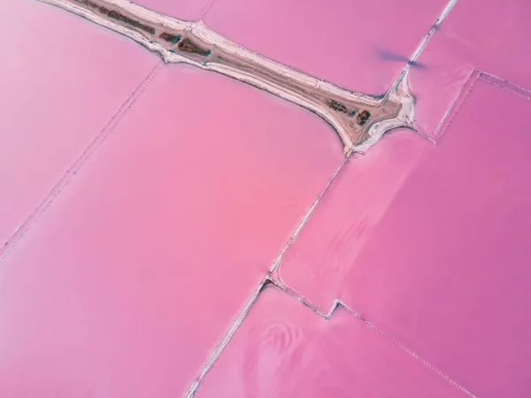 Соляна Промисловість Рожевому Озері Вид Зверху Вниз Абстрактне Походження Природи — стокове фото