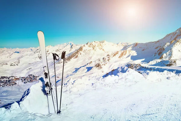 Station Ski Hiver Dans Les Alpes Équipement Ski Dans Neige — Photo