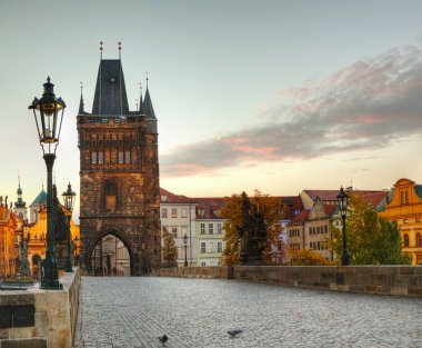 Charles bridge in Prague early in the morning
