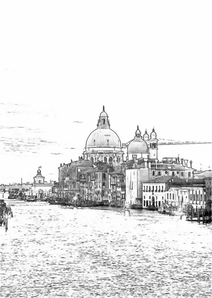 Sketch of Basilica Di Santa Maria della Salute — Stock Photo, Image