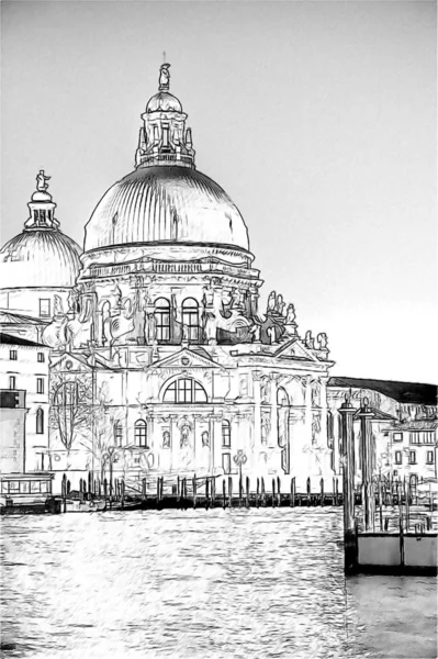 Sketch of Basilica Di Santa Maria della Salute — Stock Photo, Image