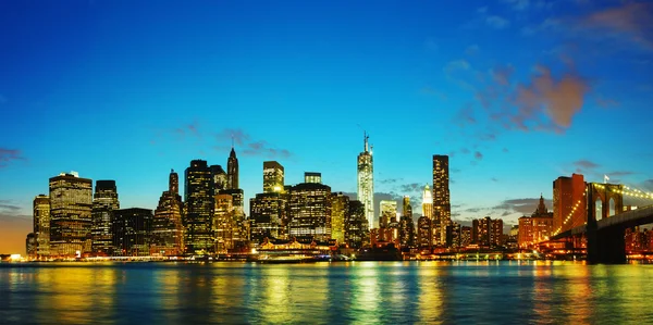 New York City cityscape at sunset — Stock Photo, Image