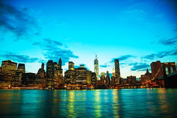 New York City cityscape at sunset — Stock Photo, Image