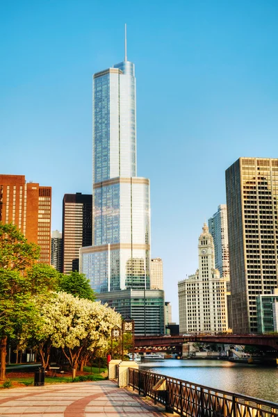 Atutem hotelowej i tower w chicago, il, rano — Zdjęcie stockowe