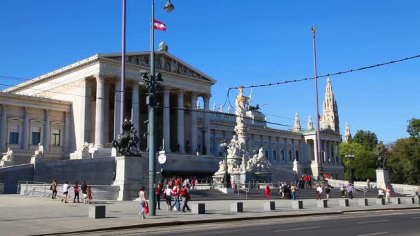 Здание парламента Австрии — стоковое видео