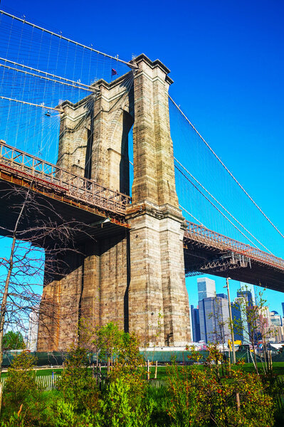 Brooklyn bridge in New York City in the morning