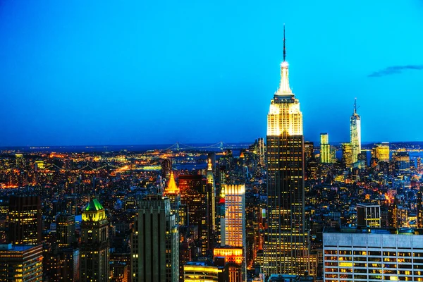 New York City cityscape in the night — Stock Photo, Image