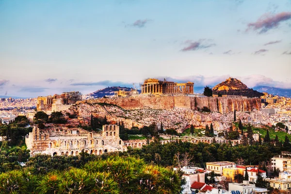 Akropolis in Athen, Griechenland am Abend — Stockfoto