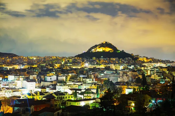 Overzicht van Athene in de nacht — Stockfoto