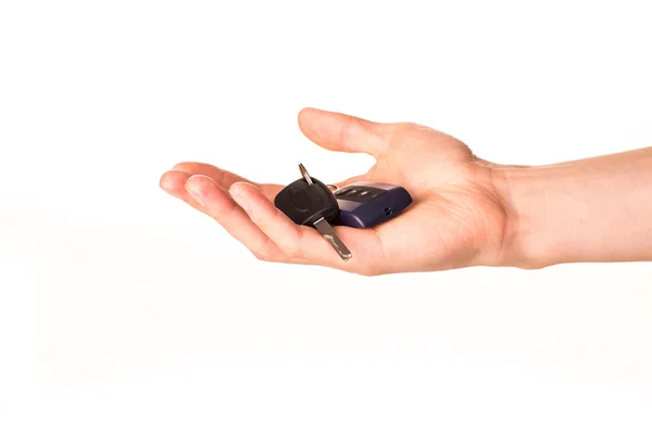 Mannenhand een auto knop ingedrukt — Stockfoto