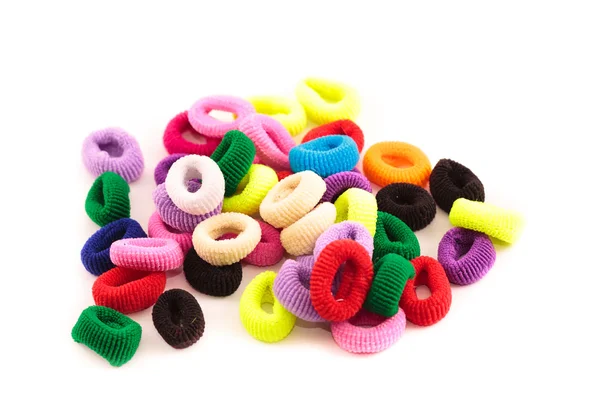 Scrunchies - kolorowe gumki na skręcanie włosów dla dzieci — Zdjęcie stockowe