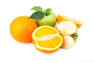 taze sulu portakal ve elma