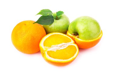 taze sulu portakal ve elma