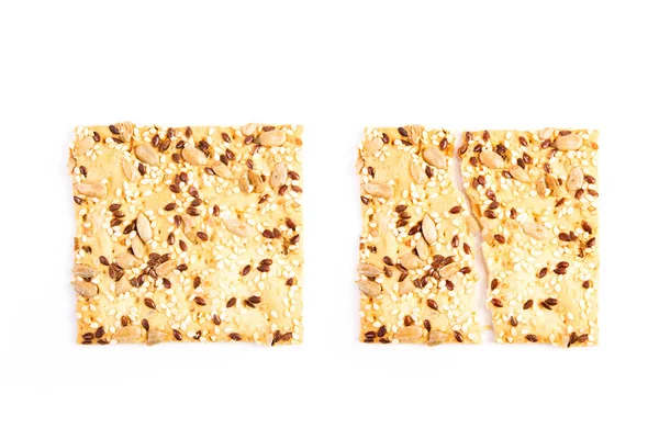 Wholesome biscuits with cereal isolated on white. — Stock Photo, Image