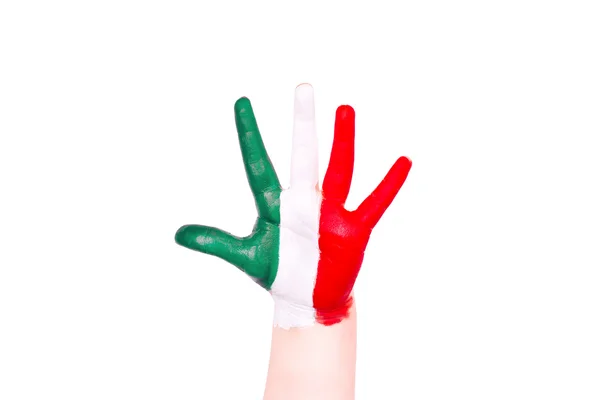 Italy flag on a hand. Travelling to Italy concept. Eurotrip. — Stock Photo, Image