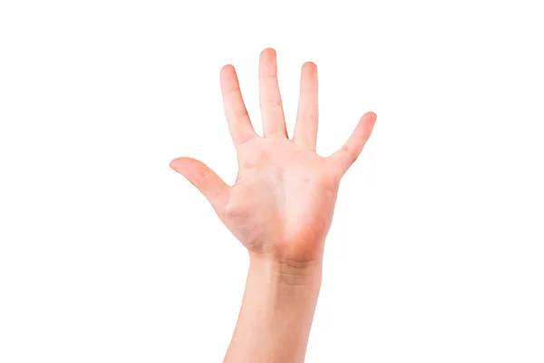 Child's hand showing number five, palm — Stock Photo, Image