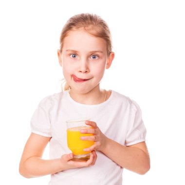 cam suyu gülen ile tutarak sevimli küçük kız