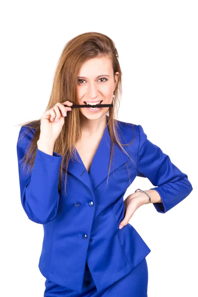 Beautiful business girl in a suit — Stock Photo, Image