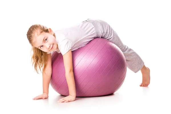 Sportive girl on a fit ball — Stock Photo, Image