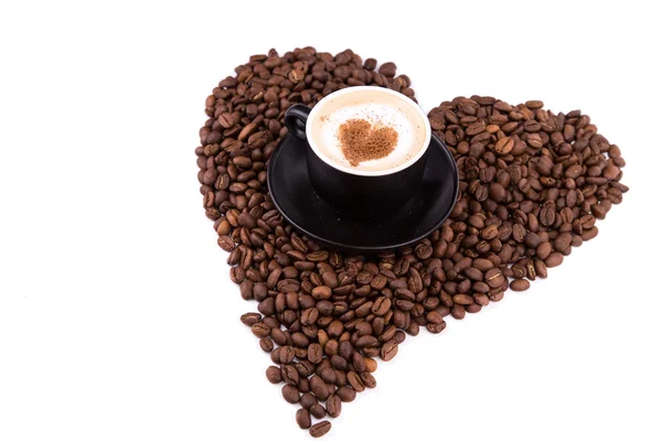 Una taza de café con corazón. Concepto de descanso café . —  Fotos de Stock
