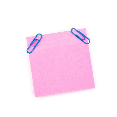 pembe yapışkan kağıt Not mavi klipler ile