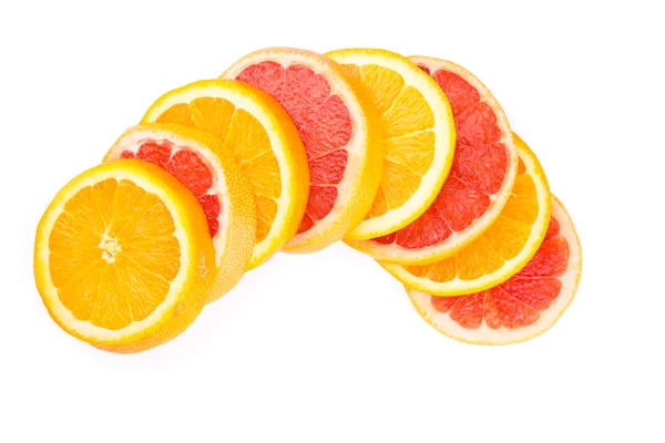 Fatias de laranja e toranja — Fotografia de Stock