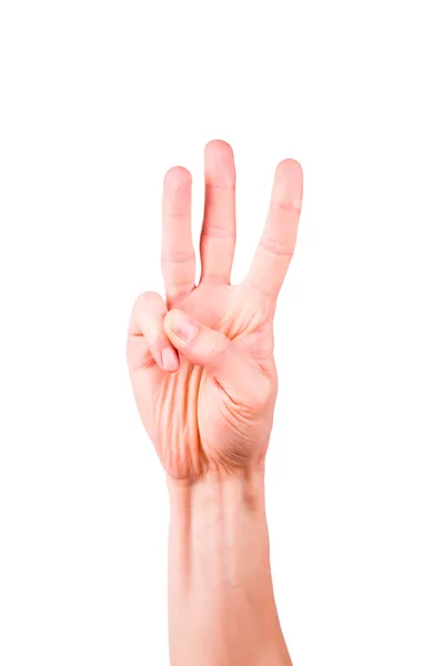 Male hand showing number three — Stock Photo, Image