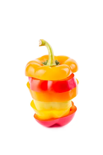 A set of different colors slices of sweet pepper. Health eating concept, diet. — Stock Photo, Image