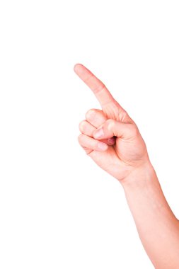 Erkek el işaret parmağı bir şeyler gösteriyor