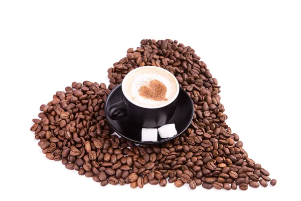 Šálek kávy s velkým srdcem. koncept přestávka na kávu. — Stock fotografie