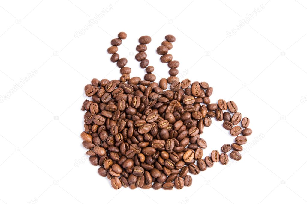 Coffee beans in a shape of coffee cup