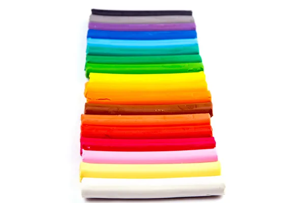 Colori arcobaleno barre di plastilina, modellazione argilla — Foto Stock
