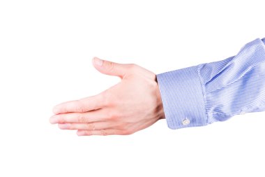 Male hand stretching for handshake