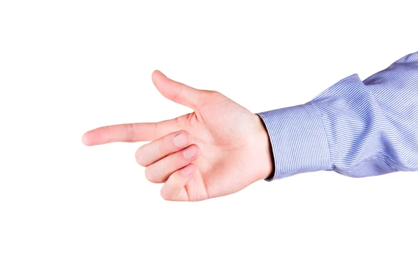 何かを示すポインティング指の男性の手 — ストック写真