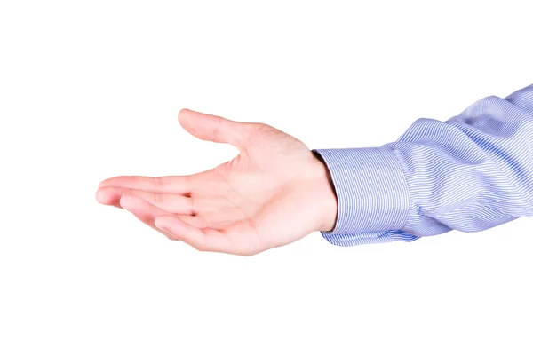 Male hand stretching for handshake — Stok fotoğraf