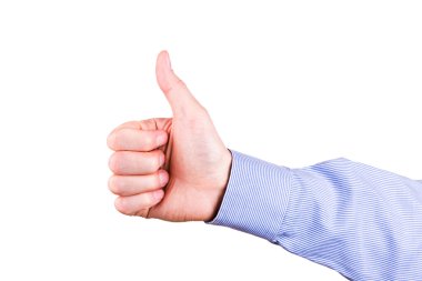 Erkek el parmağı göstermek yukarıya. pozitifliği kavramı.