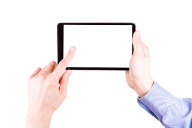 metin alanı olan bir tablet pc tuttuğun erkek eli