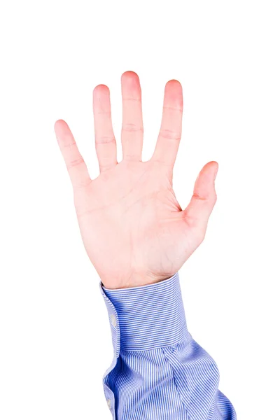 Male hand showing number five, palm — Stock Photo, Image