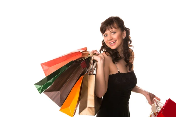 Beautiful happy woman with many shopping bags. Shopping concept. — Stock Photo, Image